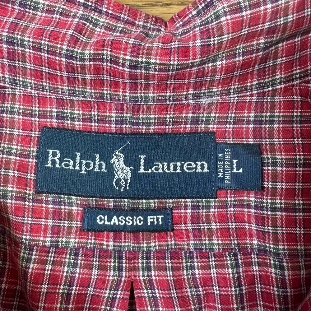 Ralph Lauren Mens Classic Fit Shirt Sz L Plaid‎ Button Down Long Sleeve Preppy